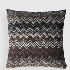 Missoni Zigzag Pattern Pillow - Black, White, Gold, Brown